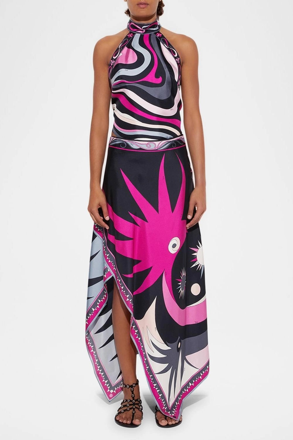 MIRAGE Satijnen Top en Midirok Set