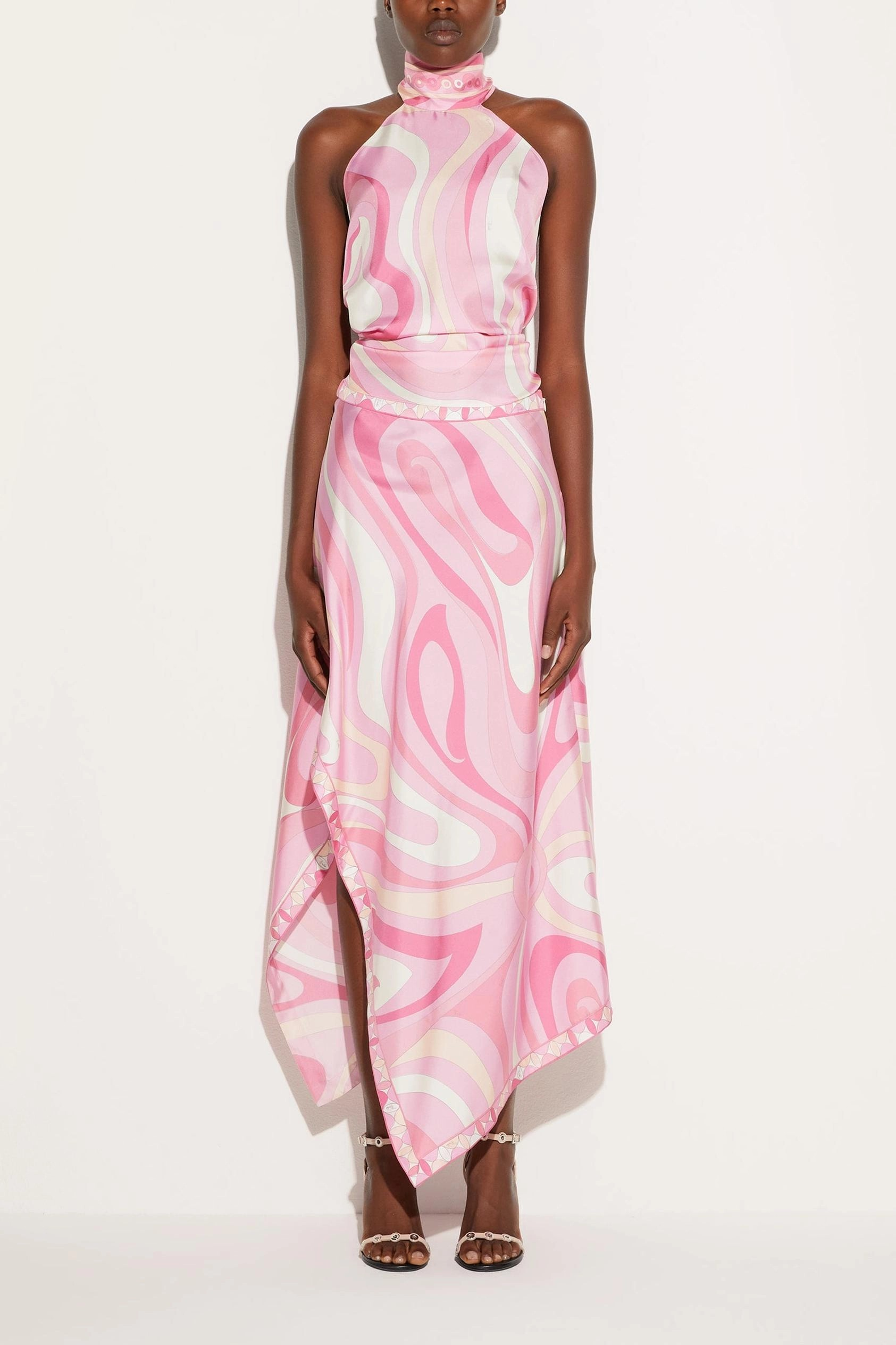 MIRAGE Satijnen Top en Midirok Set